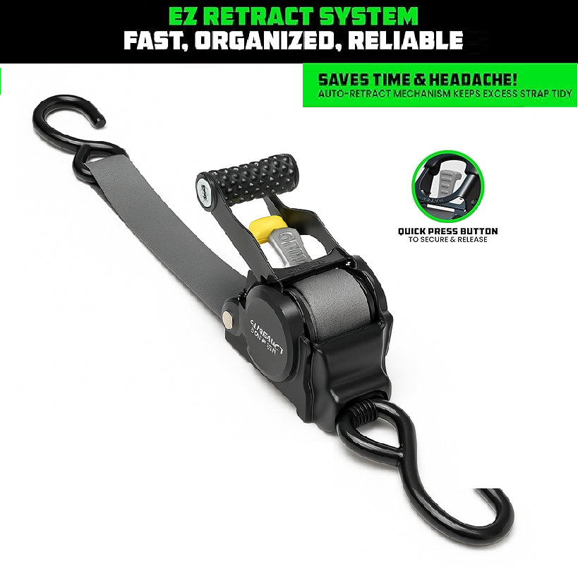 Tightr™ Medium-Duty Retractable Ratchet Straps