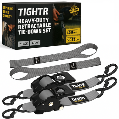 Tightr™ Medium-Duty Retractable Ratchet Straps